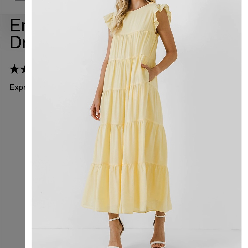 NWT English Factory Tiered Maxi Dress Light Yellow